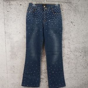 Embellished Blue Boot Cut Jeans